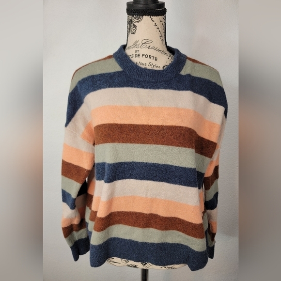 Madewell Sweater Small Elmwood Striped Multicolor Crewneck G9616 - Picture 1 of 8